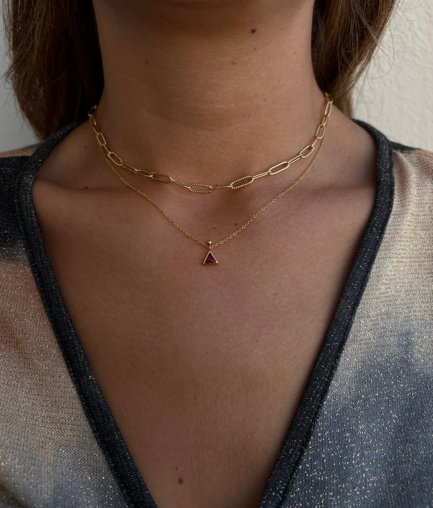 COLLAR CADENA ESLABONES RELIEVE DORADO