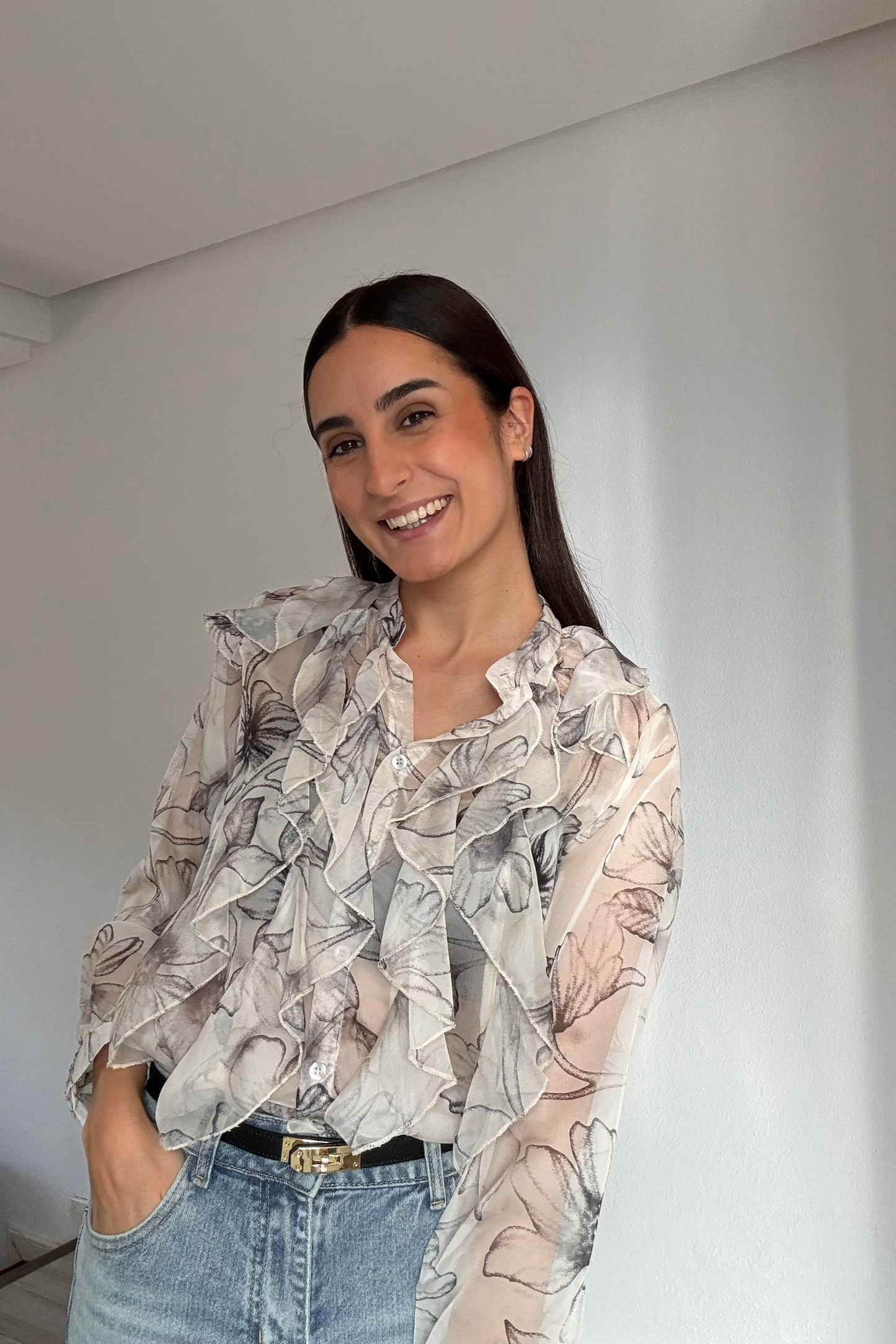 BLUSA VOLANTES ESTAMPADA
