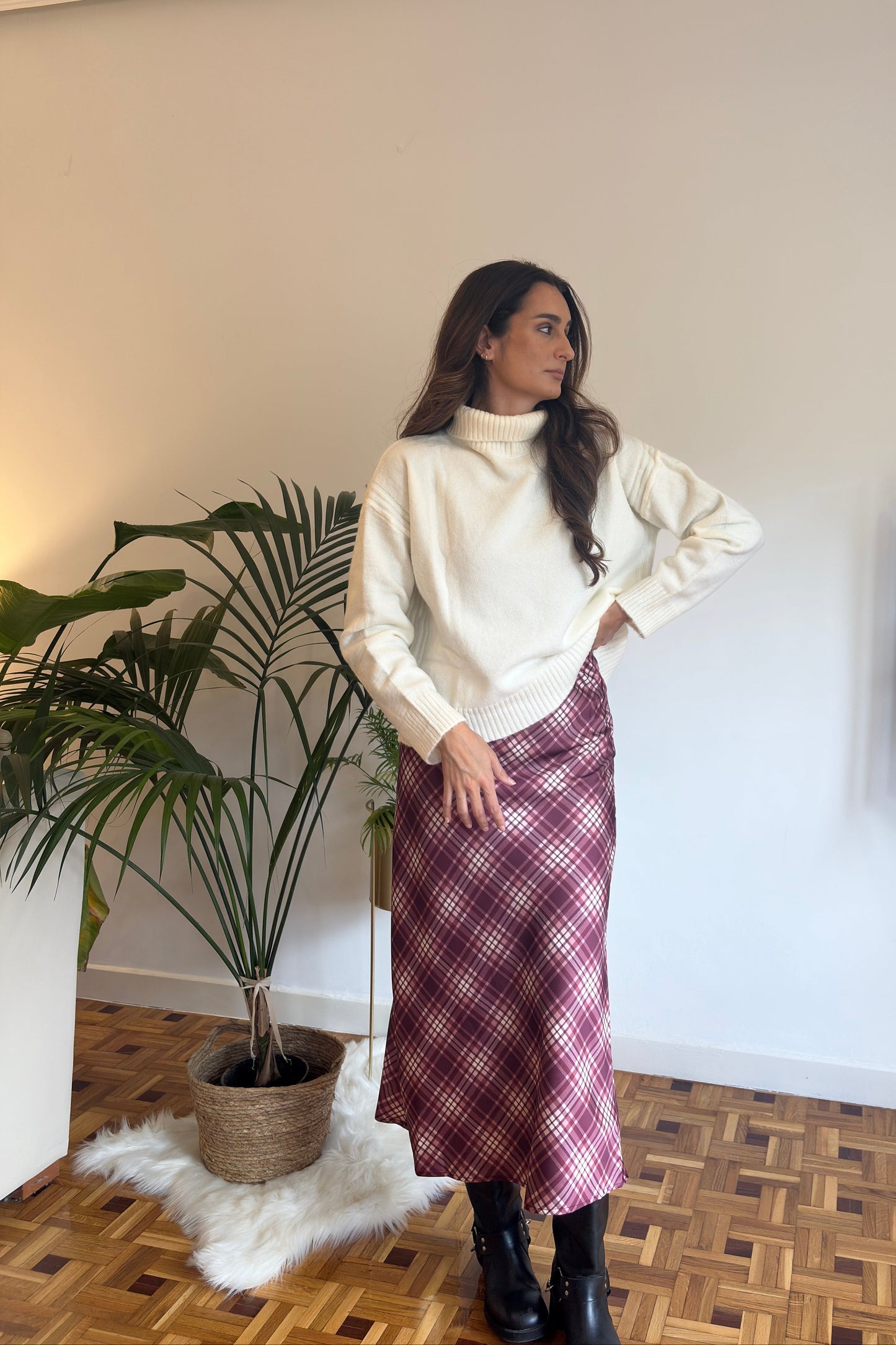 FALDA MIDI CUADROS BUERDEOS