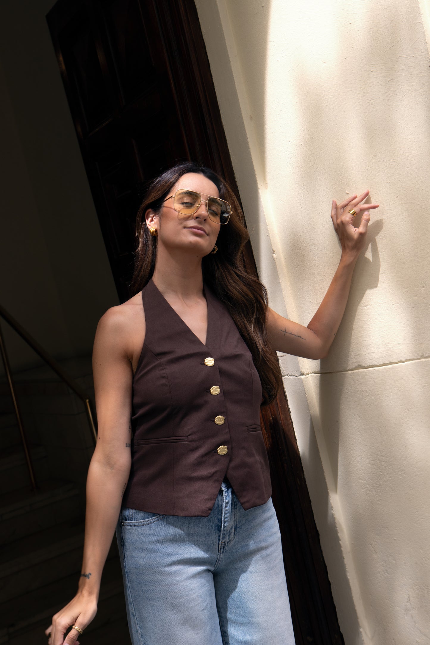 CHALECO HALTER BOTONES