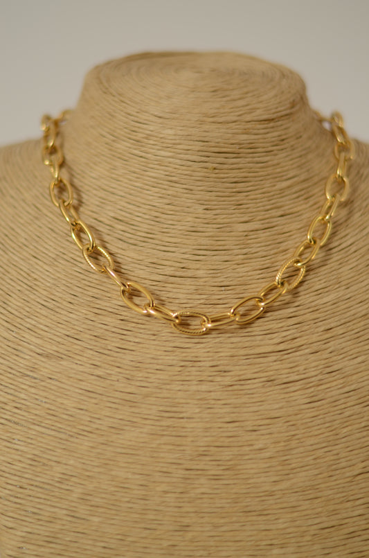 COLLAR CADENA ESLABONES GRANDE DORADO