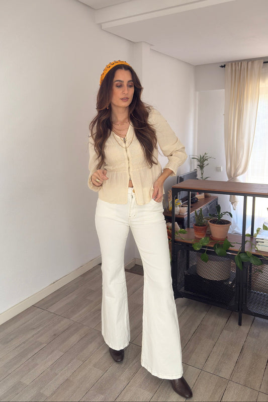 JEANS FLARE BLANCO