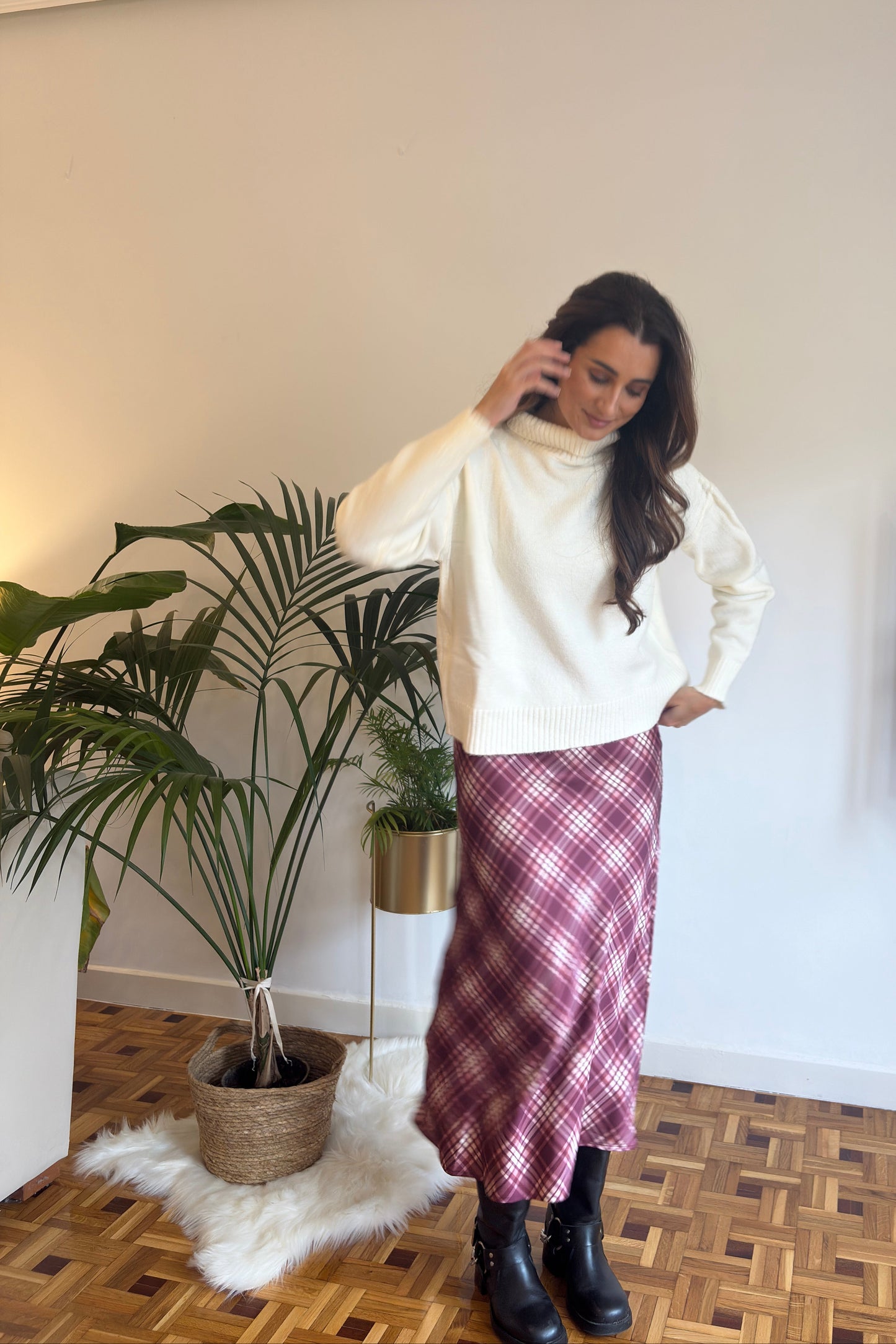 FALDA MIDI CUADROS BUERDEOS