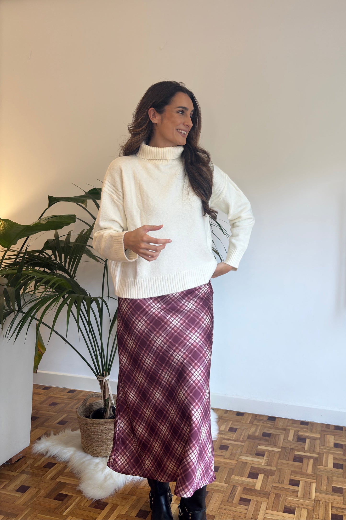 FALDA MIDI CUADROS BUERDEOS