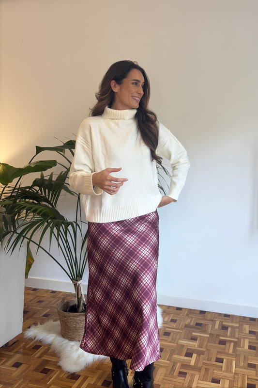 FALDA MIDI CUADROS BUERDEOS