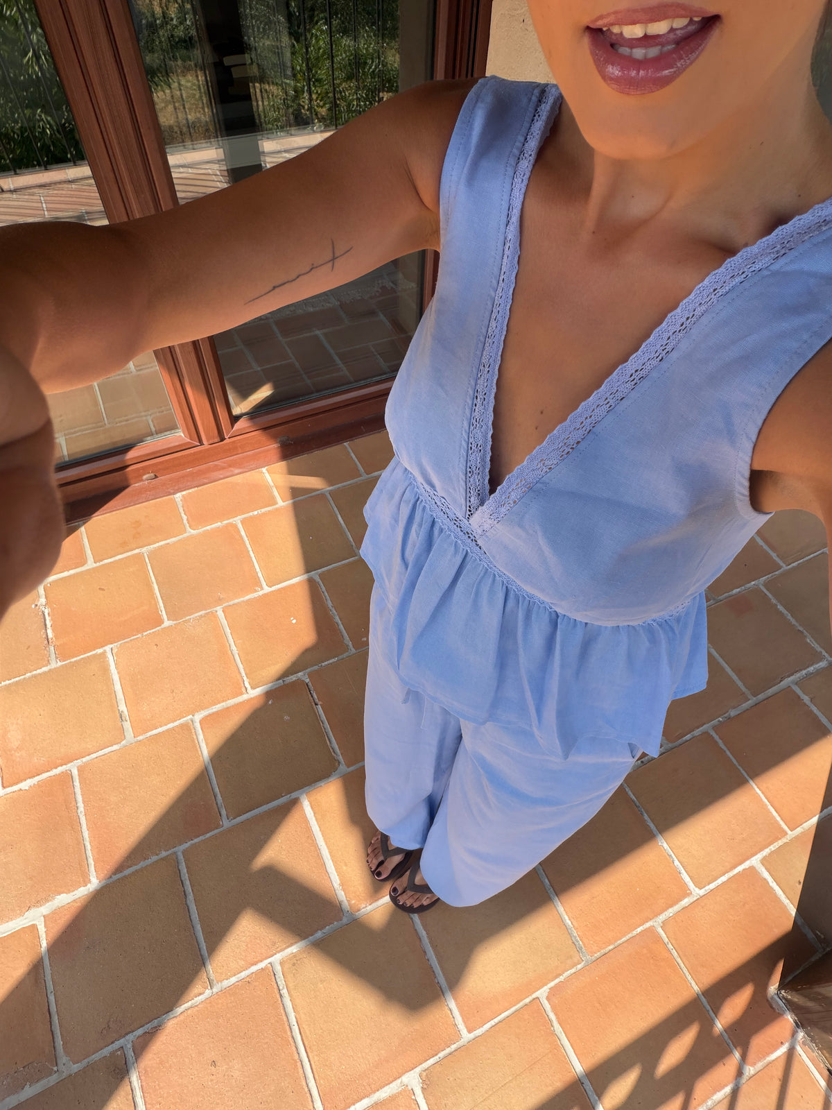 PANTALÓN AZUL LINO