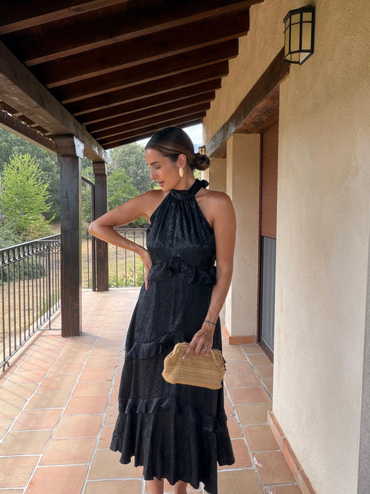 VESTIDO HALTER VOLANTES LARGO