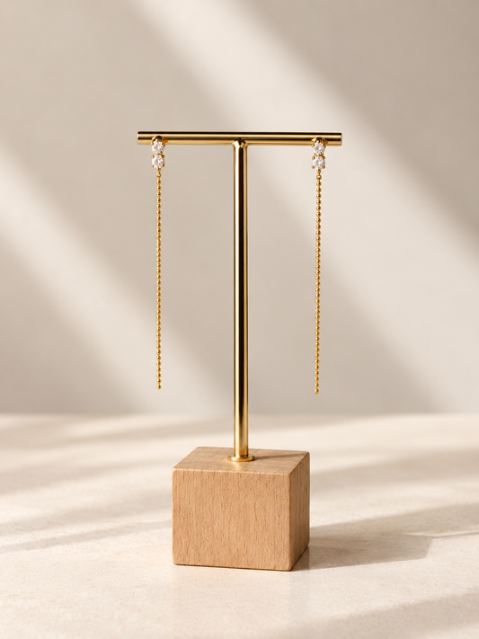 PENDIENTES LARGOS DE CADENA DORADA