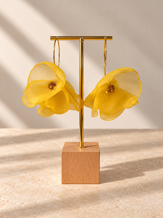 PENDIENTES FLOR DE TELA COLGANTE
